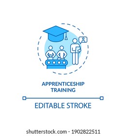 Apprenticeship training concept icon. Staff development idea thin line illustration. Practical experience, great prospects. Qualifications. Vector isolated outline RGB color drawing. Editable stroke