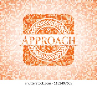 Approach abstract orange mosaic emblem