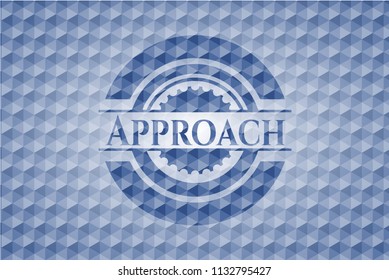 Approach blue badge with geometric background.