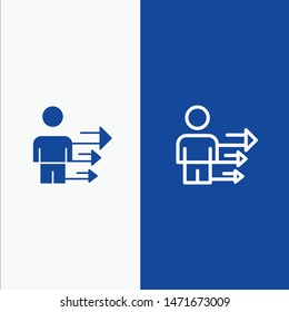 Approach, Business, Leadership, Modern Line and Glyph Solid icon Blue banner Line and Glyph Solid icon Blue banner