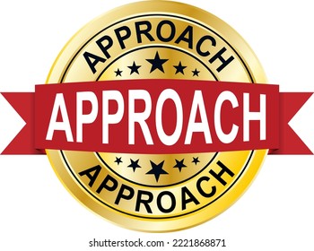 Approach gold badge or emblem vector isolated
