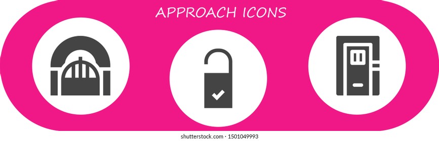 approach icon set. 3 filled approach icons.  Collection Of - Door, Doorknob