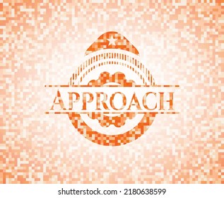Approach orange mosaic emblem. Vector Illustration. Detailed. 