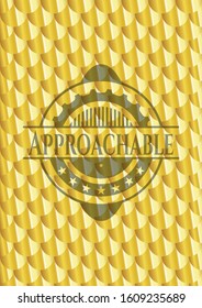 Approachable gold emblem. Scales pattern. Vector Illustration. Detailed.