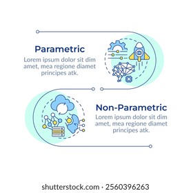 Approaches in statistical analysis infographic vertical sequence. RAG methods integration. Visualization infochart with 2 steps. Circles workflow