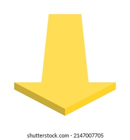 approaching arrow. 3D yellow arrow vector illustration. 