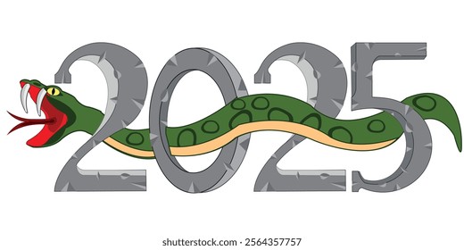 Approaching new year green snake vector illustration