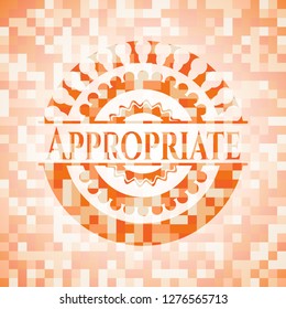 Appropriate abstract orange mosaic emblem with background