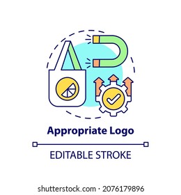 Appropriate logo concept icon. Logotype design principle abstract idea thin line illustration. Well-proportioned brand identity design. Vector isolated outline color drawing. Editable stroke
