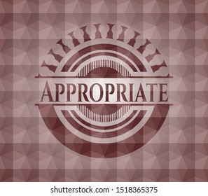 Appropriate red emblem with geometric pattern background. Seamless.