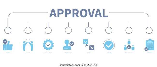 Concepto de ilustración vectorial de icono web de banners de aprobación