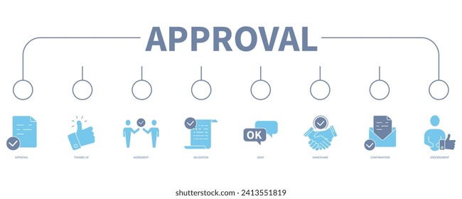 Concepto de ilustración vectorial de icono web de banners de aprobación