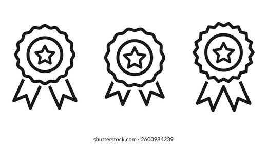 Approval or certification medal icon. Winning award with a checkmark. Badge symbolizing quality and verification.