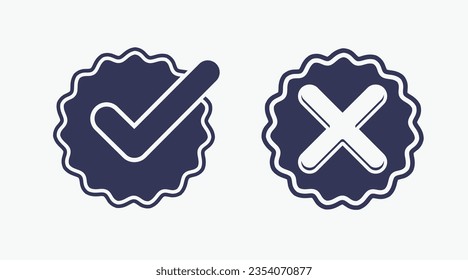 approval check icon buttons of validation icons black in white background , check pictogram for signage or websites