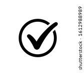 Approval check icon isolated, quality sign, black tick – stock vector