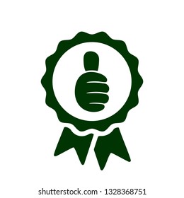 Approval check icon isolated, quality sign with thumb up, I like it, Yes, good – stock vector