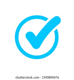 Approval check icon isolated, quality sign, blue tick – stock vector