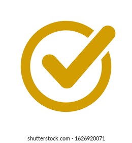 Approval check icon isolated, quality sign, yellow tick – stock vector