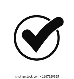 Approval check icon isolated, quality sign, black tick – stock vector