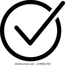 Icono de comprobación de aprobación aislado, signo de calidad, símbolo negro de garrapata vector