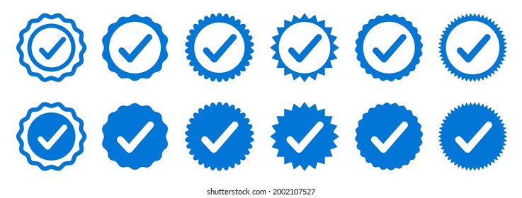 Approval check icon isolated, set quality sign, green tick, verification – vector