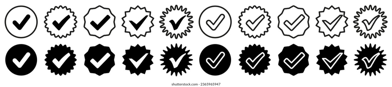 Icono de comprobación de aprobación aislado, marca de calidad, verificación - para stock