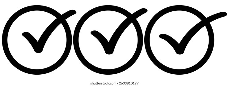 Approval check icon isolated, set quality sign, tick. Check mark. Icon for design. Easily editable. Approve Line Icon Design with Editable Stroke. Suitable for Web Page, Mobile App, UI, UX and GUIDES.