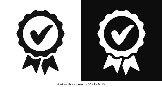 Approval check icon, quality sign set, award medal