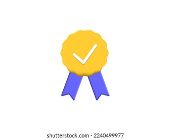 Approval check mark. 3d.. Vector illustration.