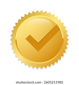 Approval check mark stamp Certified medal. Quality Badge. Vector illustration
