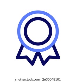 Approval check medal icon. Certified medal. Quality Badge. Quality assurance, approval, best. Award symbol your website design, logo, app, UI. Business style in blue colors. Vector linear illustration