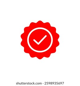 Approval check medal icon, simple flat style, illustration, logo sign symbol pictogram template, for ui or ux isolated on white for mobile app, editable