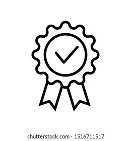 Approval check and ribbon badge icon vector illustration logo template clean and simple design - Shutterstock ID 1516711517