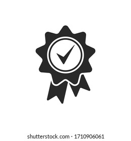 Approval check ribbon icon vector