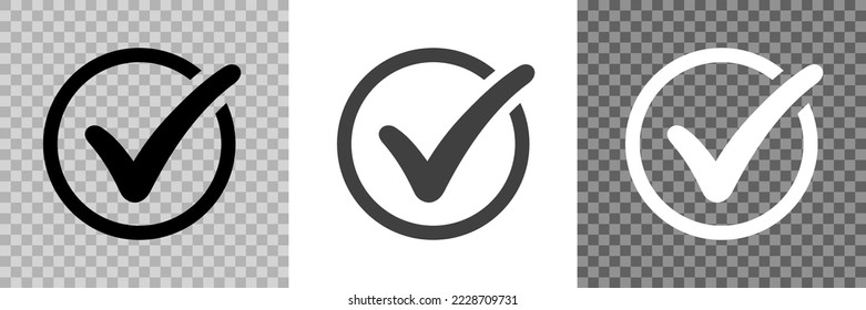 Approval check set icons isolated, quality sign, black and white tick – stock vector