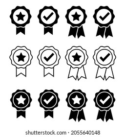 Conjunto de iconos vectoriales de verificación de aprobación
