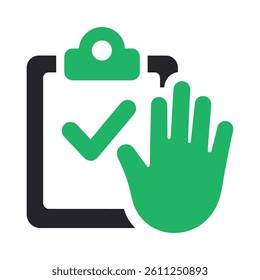 Approval Checklist with Green Checkmark and Stop Hand Icon