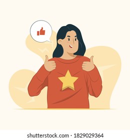 Approval concept cheer gesture illustration for banner, poster, website, etc.