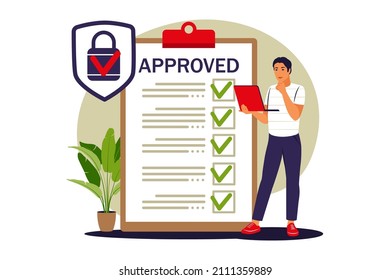 Approval Concept. Rating And Reviews. Meeting Requirements. Vector Illustration. Flat.