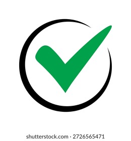 Aprobación y confirmación Icono verde de la marca para el diseño de la interfaz de usuario