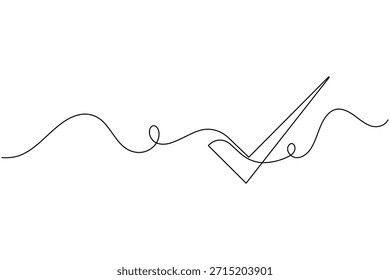 Aprovação Desenho contínuo de uma linha de uma marca de verificação. Ícone de vetor Sim Minimalista.