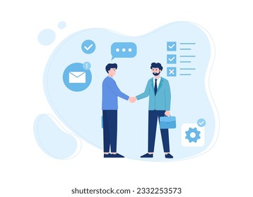 Ilustración plana del concepto de tendencia del contrato de aprobación