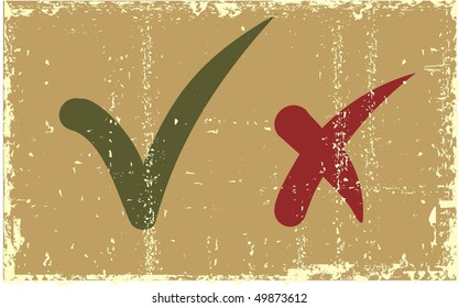 approval and disapproval brush strokes
