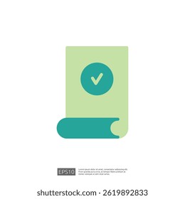 Approval Document Icon with a Checkmark Symbolizing Legal Validation and Compliance