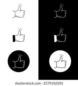 Approval and Feedback Icon – Monoline Custom Hand-Drawn Style with Editable Stroke. Thumbs-Up and Positive Ratings Illustration.