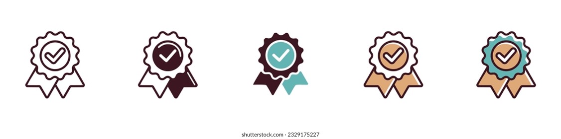 approval guarantee emblem icon vector reward validated badge with ribbon symbol illustration premium quality warranty signs design