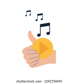 approval hands with play button isolated icon