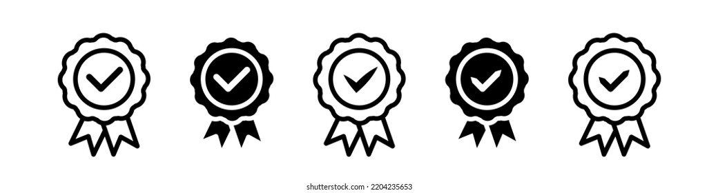 Approval icon. Approved tick certificate icon. Certified medal .Icon. Vector illustration.


