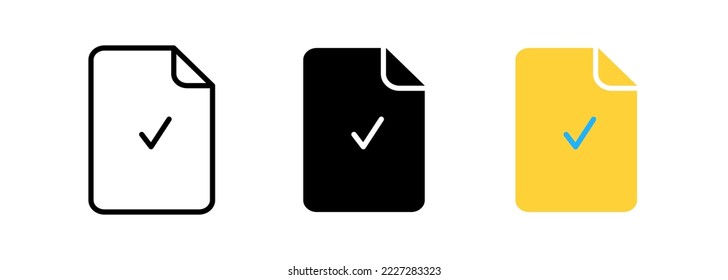 Icono de aprobación, documento acreditado, acuerdo autorizado, símbolo de acreditación con marca de verificación eps 10