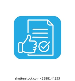 Approval icon, document accredited, authorized agreement, thin line symbol for web and mobile phone on white background - editable stroke vector illustration